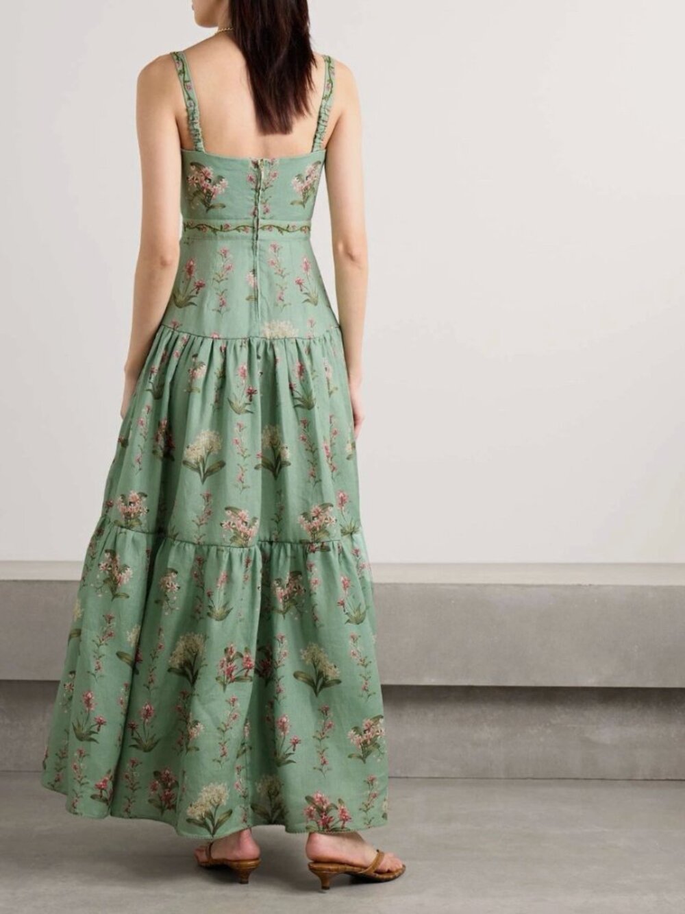 AGUA by Agua Bendita Lima Orquidea tiered embellished dress size M - Picture 3 of 6